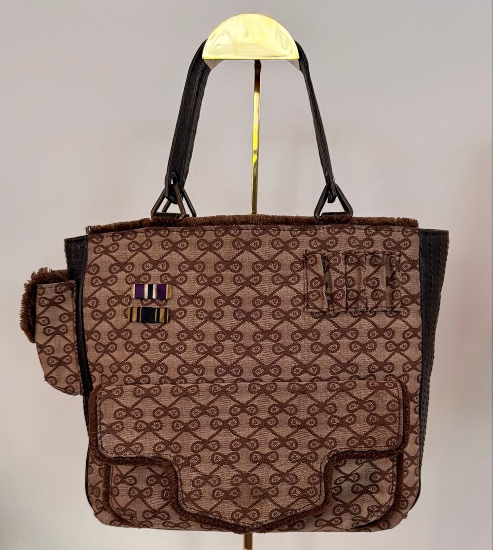 Anya Hindmarch Vintage Ribbon Logo Canvas Tote Brown
